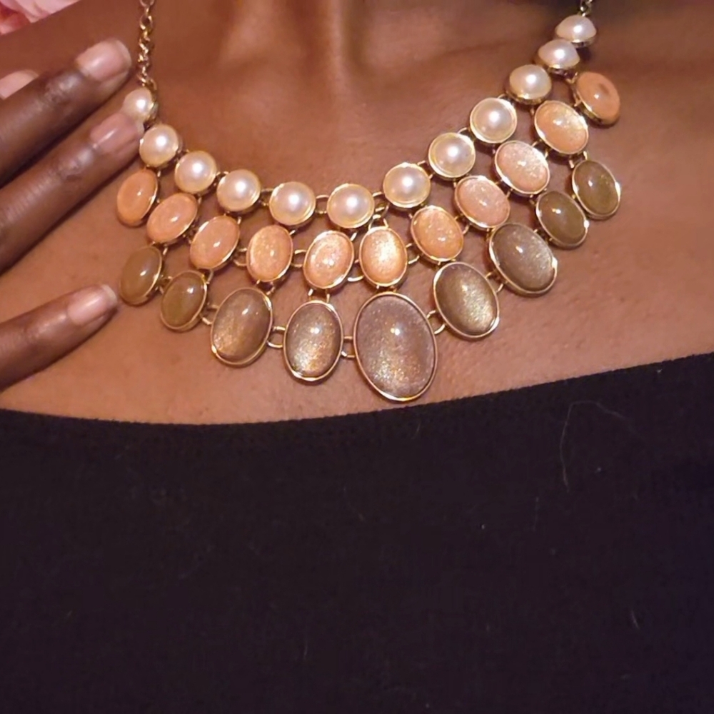 Ny & Co. Gold and Cream Statement Necklace
